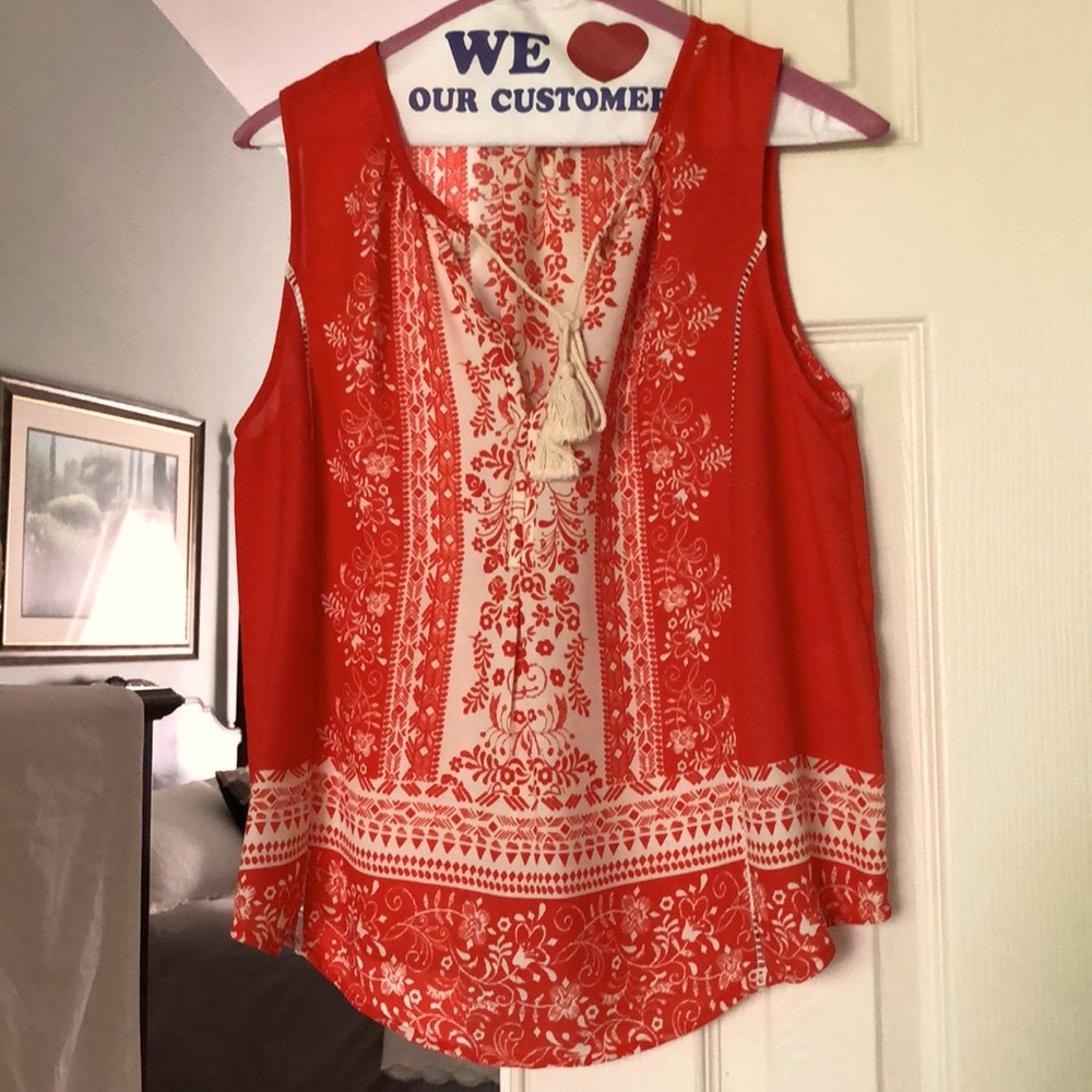 COLLECTIVE CONCEPTS- Sleeveless Coral Top- Size SP